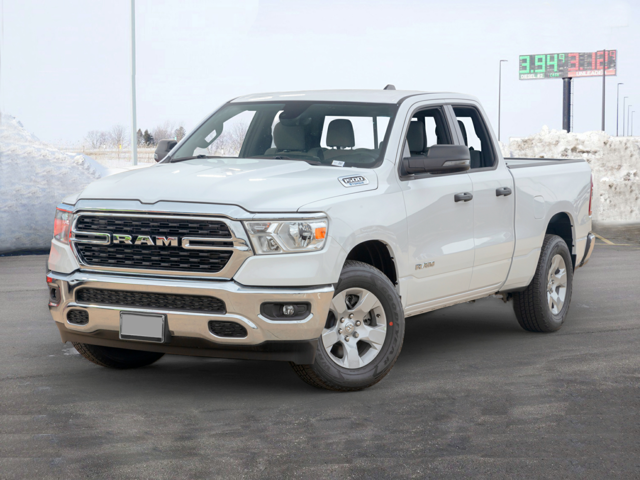 Front view of a parked, white 2024 Ram 1500 | Ram Dealer in Altoona, PA | Courtesy Motor Sales